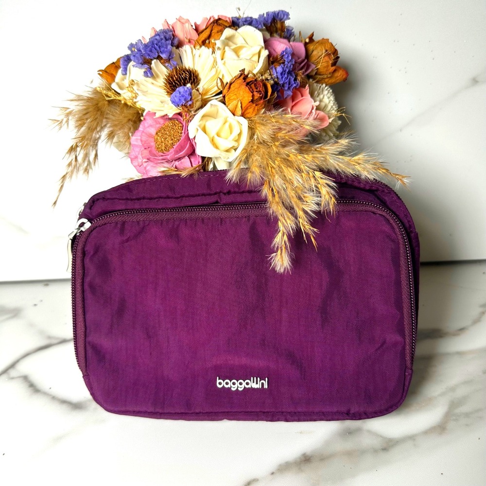 Baggallini Belt Bag RFID Waist/Body Pack Travel Utility Small Plum Purple